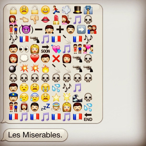 Tumblr Narratives in Emoji - Les Misérables, Victor Hugo - narrativesinemoji.tumblr.com
