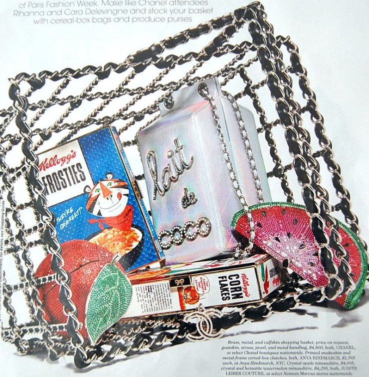 Chanel Calfskin basket Judith Leiber Apple Watermelon Clutch Anya Hindmarch Cereal Box - groupe-mansuy.com